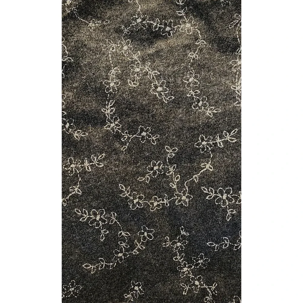 Soft Cotton Blend Stretch Fabric Black w/ White Flowers  108